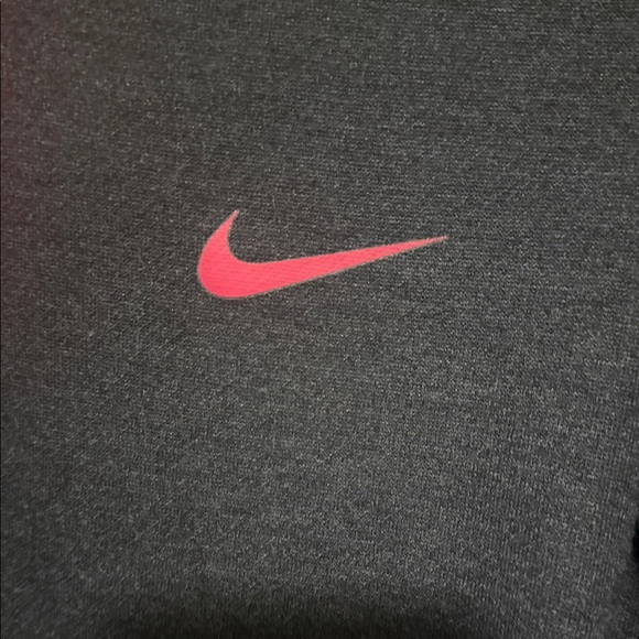 Nike Women's Pro Dri-FIT Cropped Graphic Hoodie in navy with pink accents. {XS} - Picture 3 of 14